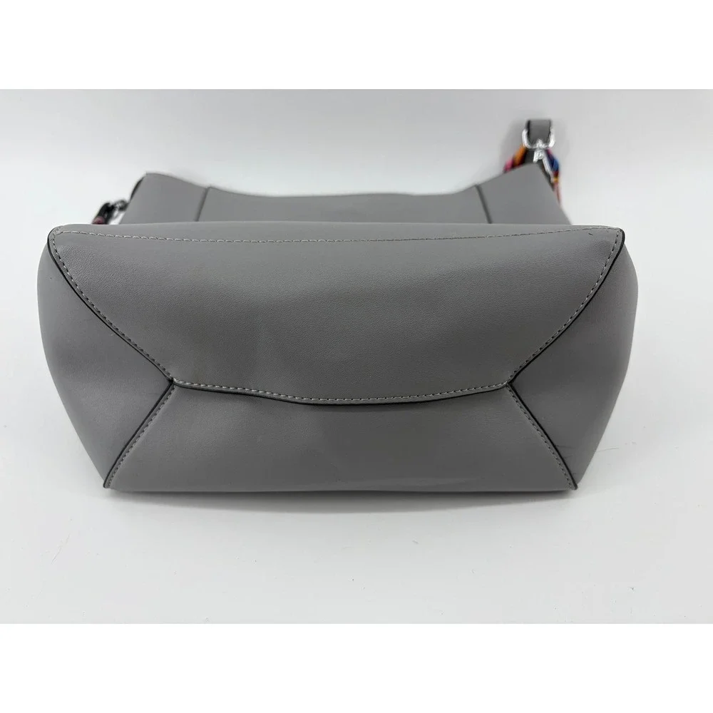Bromen Vegan Leather Hobo Bucket Bag Purse Reversible Shoulder Strap, Gray